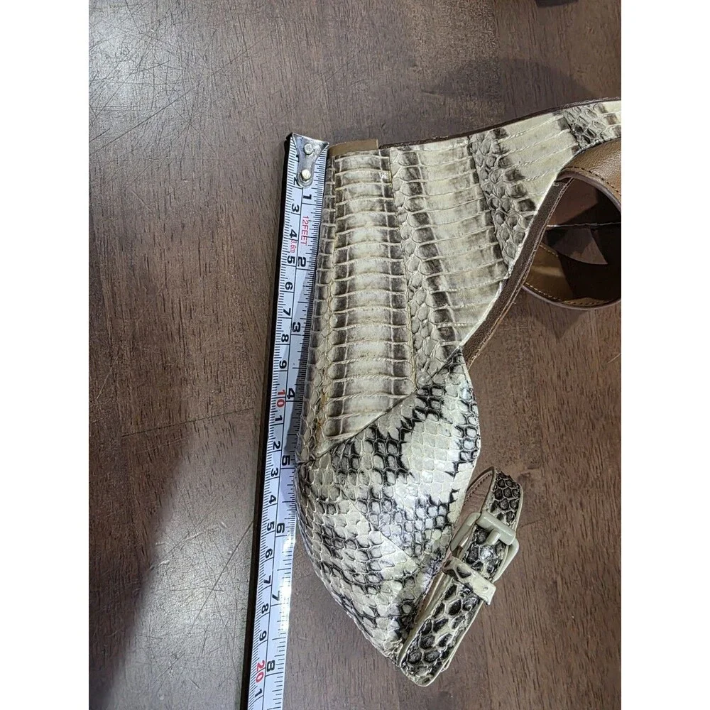 Tory Burch Livia Genuine Snakeskin Leather Platform Wedge Sandals Size 7.5 M